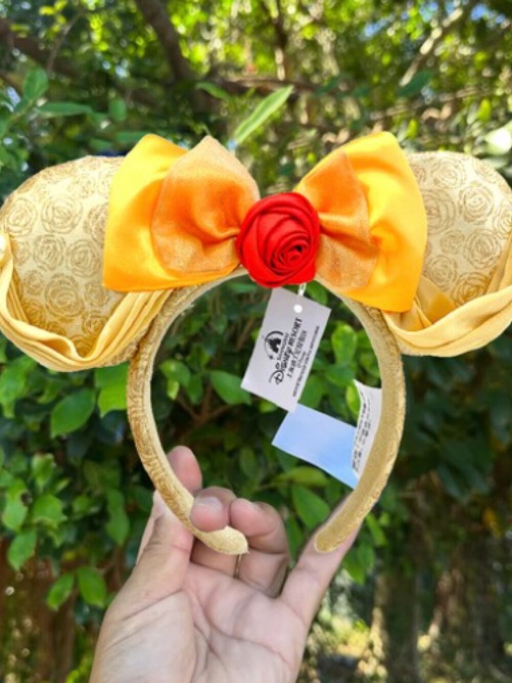 Disney Parks Beauty and the Beast Minnie Mouse Ears Bow Belle Headband
